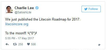 莱特币2017年路线图发布:创始人带队,莱特币2017年火力全开